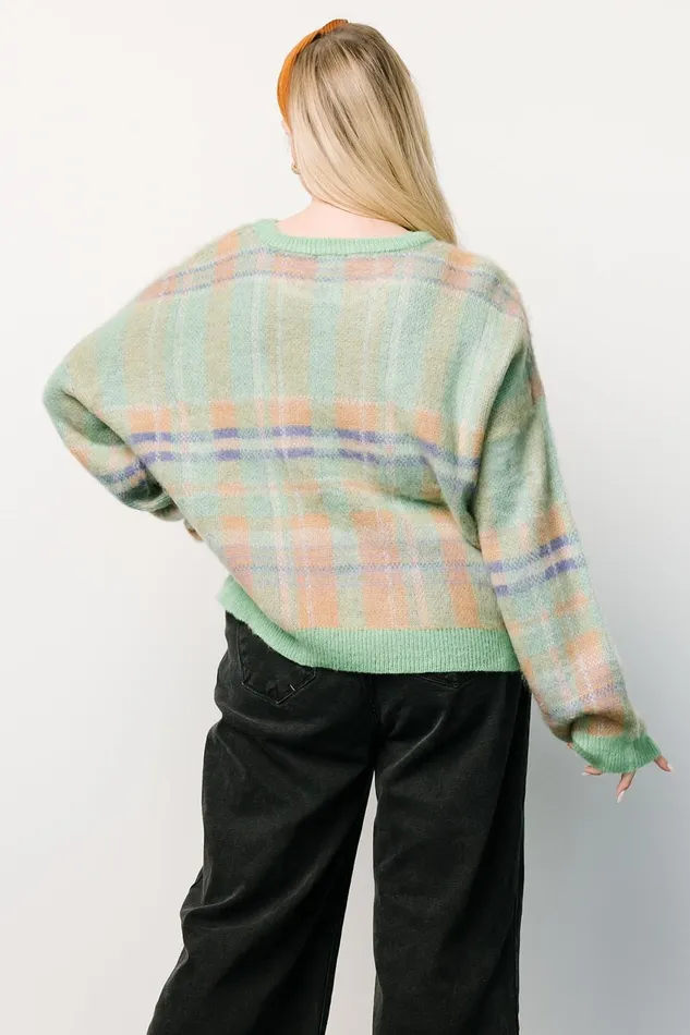 Women Sweaters Baltic Born Brentridge Plaid Sweater Green Multi