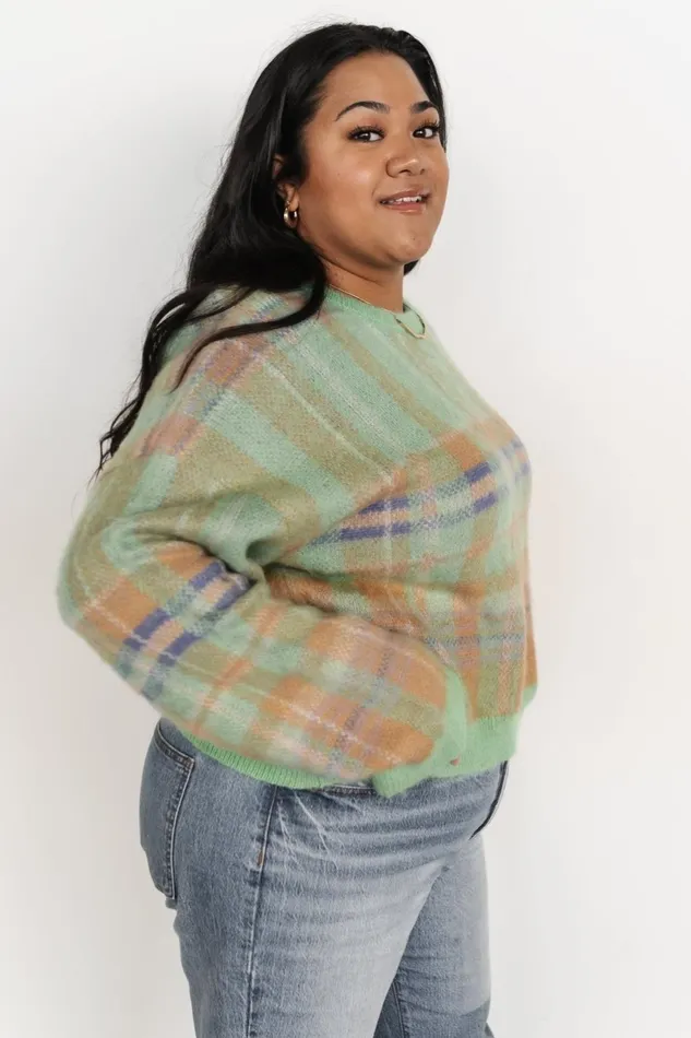 Women Sweaters Baltic Born Brentridge Plaid Sweater Green Multi