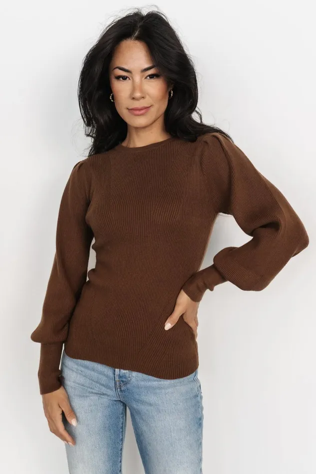 Women Sweaters Baltic Born Lilou Rib Knit Sweater Brown