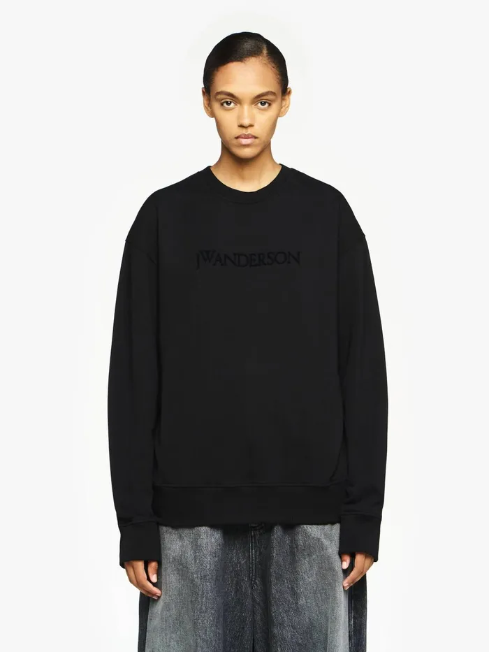 Women Sweatshirt and Hoodies JW Anderson CLASSIC LOGO EMBROIDERY SWEATSHIRT Black Women Sweatshirt and Hoodies JW Anderson CLASSIC LOGO EMBROIDERY SWEATSHIRT Black