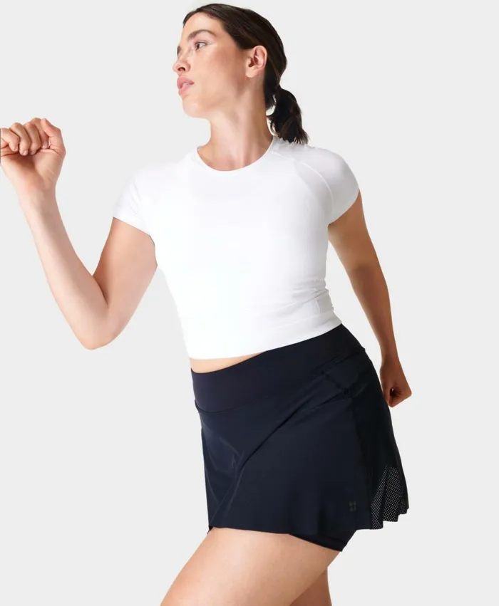 Women Swift Running Skort Black Sweaty Betty Shorts Skirts