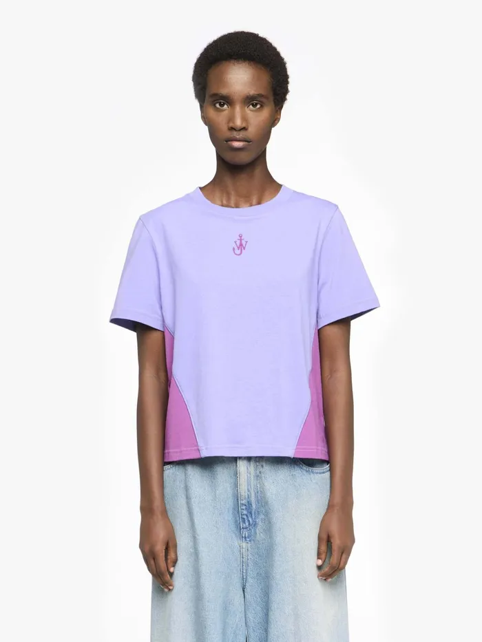 Women TShirts JW Anderson PANELLED CROPPED TSHIRT WITH ANCHOR EMBROIDERY Lavendermagenta Women TShirts JW Anderson PANELLED CROPPED TSHIRT WITH ANCHOR EMBROIDERY Lavendermagenta