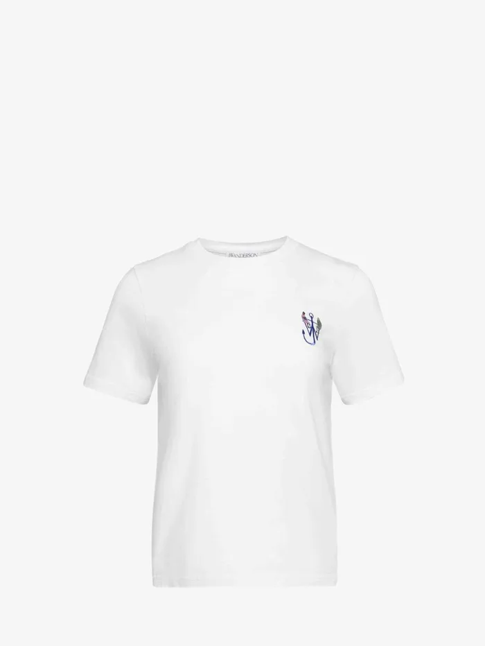 Women TShirts JW Anderson PRINTED TSHIRT WITH ANCHOR EMBROIDERY White