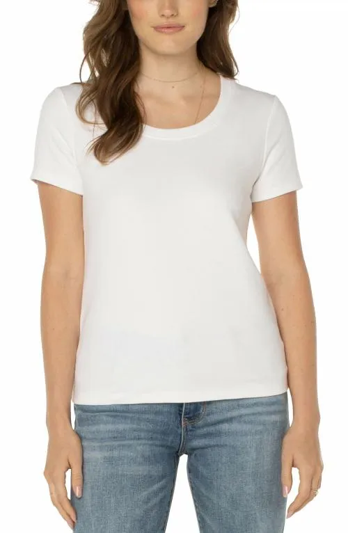 Women Tees Liverpool Los Angeles Scoop Neck Short Sleeve Tee White