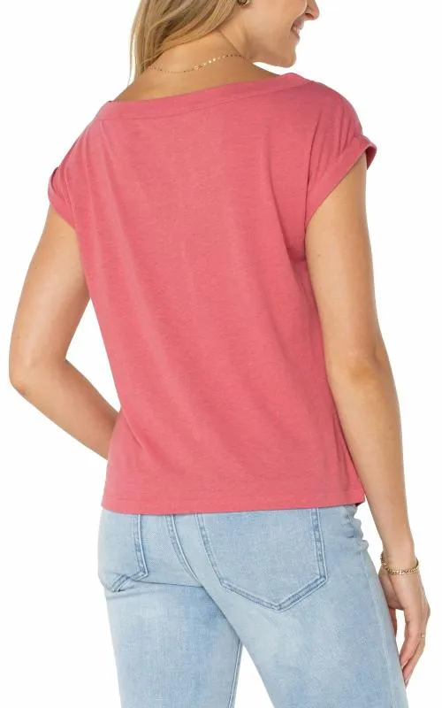 Women Tees Liverpool Los Angeles Short Sleeve Boat Neck Knit Top Slate Rose