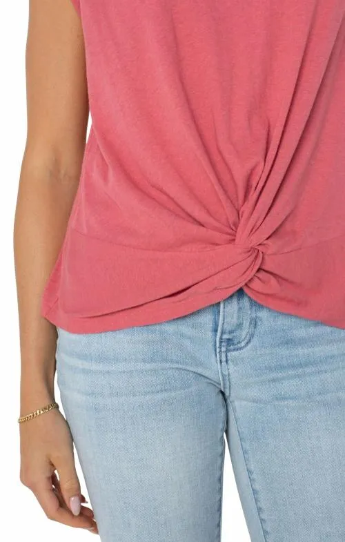Women Tees Liverpool Los Angeles Short Sleeve Boat Neck Knit Top Slate Rose