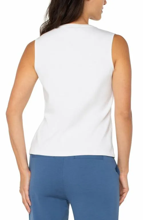 Women Tees Liverpool Los Angeles Sleeveless V Neck Knit Top White