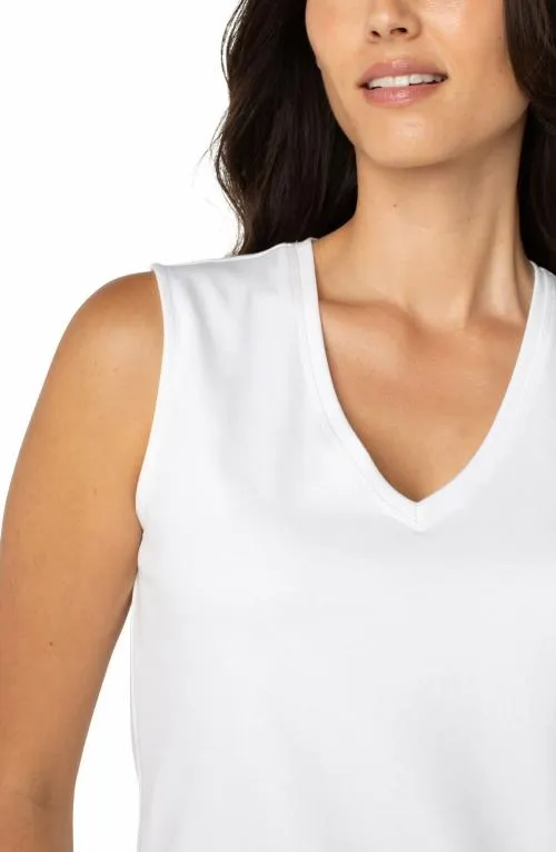Women Tees Liverpool Los Angeles Sleeveless V Neck Knit Top White