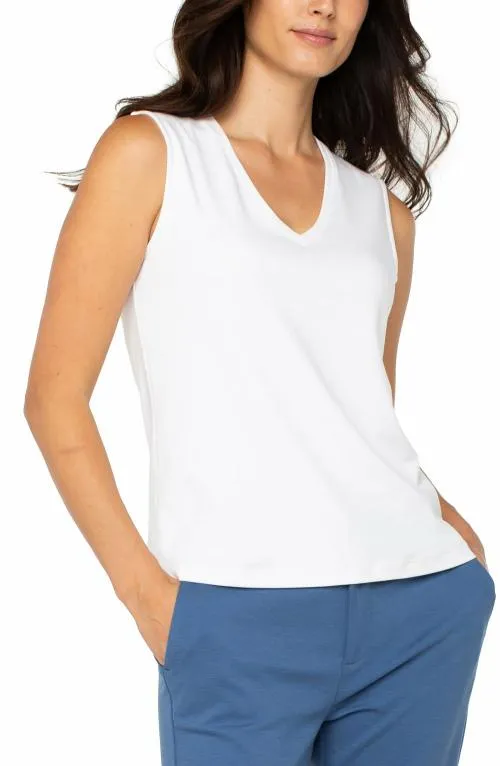 Women Tees Liverpool Los Angeles Sleeveless V Neck Knit Top White