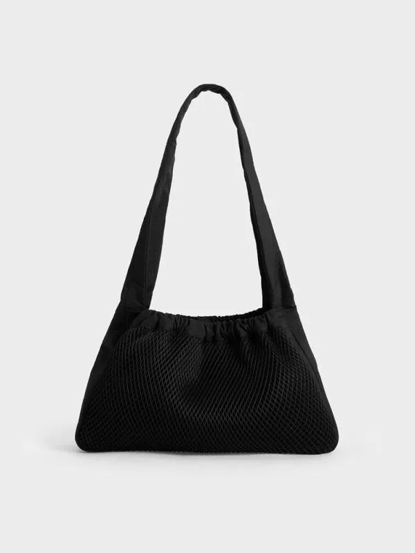 Women Terra Mesh and Nylon Shoulder Bag 8211 Noir CHARLES and KEITH Slouchy Bags Women Terra Mesh and Nylon Shoulder Bag 8211 Noir CHARLES and KEITH Slouchy Bags