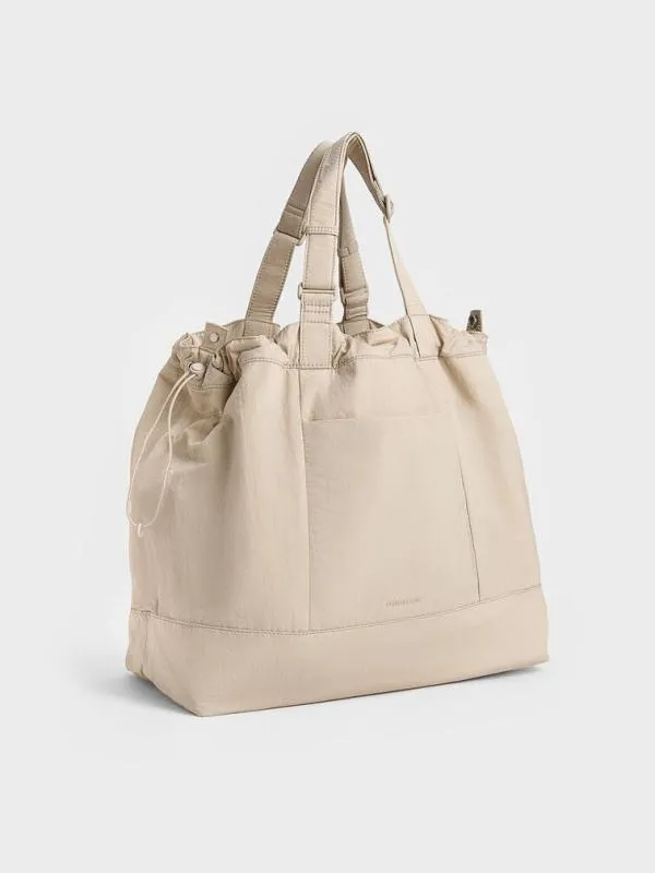 Women Terra Nylon Reversible Tote Bag 8211 Oat CHARLES and KEITH Slouchy Bags