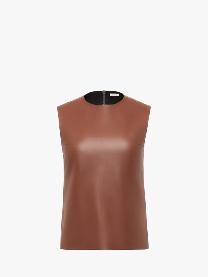 Women Tops and Shirts JW Anderson SLEEVELESS LEATHER TOP Chestnut