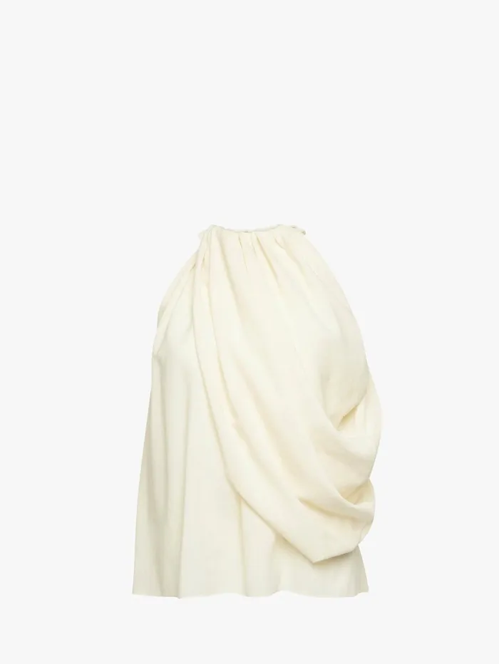 Women Tops and Shirts JW Anderson TWISTED DRAPE HALTER TOP Ivory
