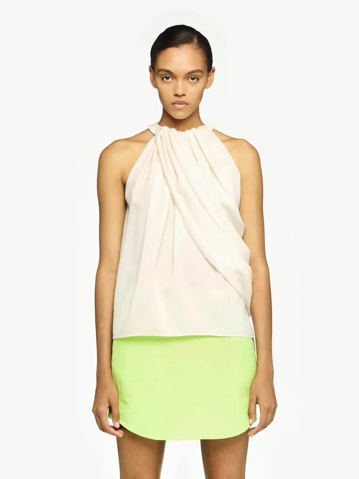 Women Tops and Shirts JW Anderson TWISTED DRAPE HALTER TOP Ivory