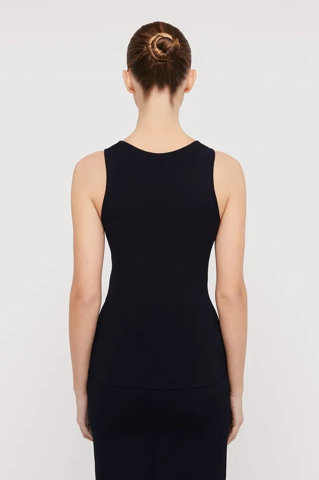 Women Tops Scanlan Theodore CREPE KNIT SINGLET NAVY