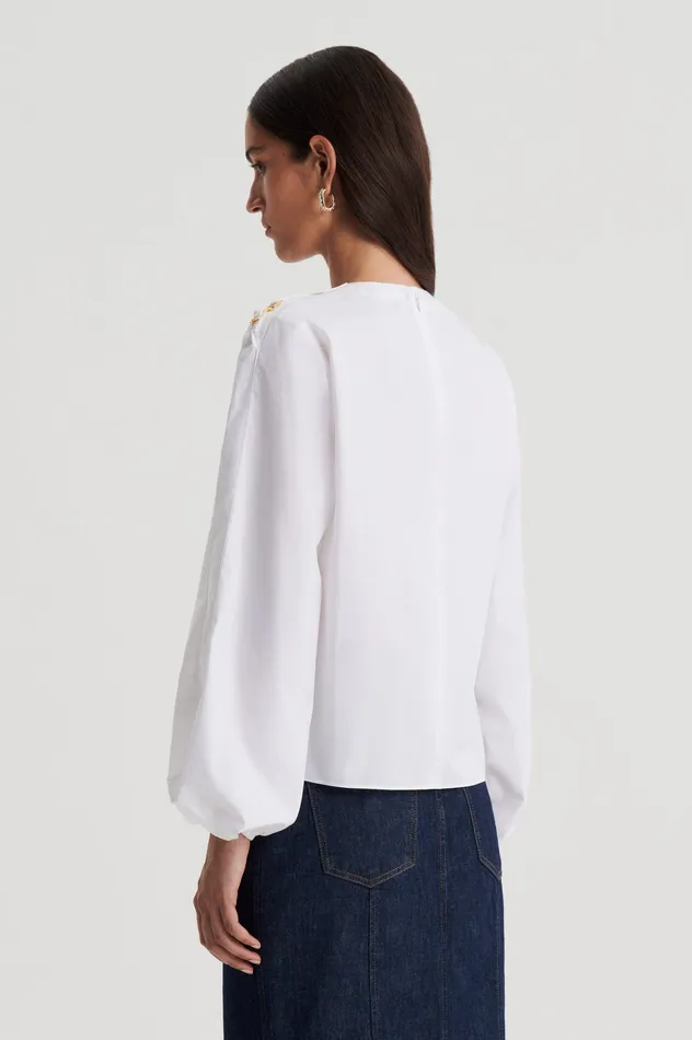 Women Tops Scanlan Theodore PARACHUTE COTTON BUCKLE TOP WHITE Women Tops Scanlan Theodore PARACHUTE COTTON BUCKLE TOP WHITE