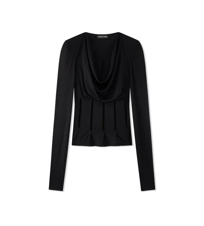 Women Tops Tom Ford Silk Jersey Corset Top Black