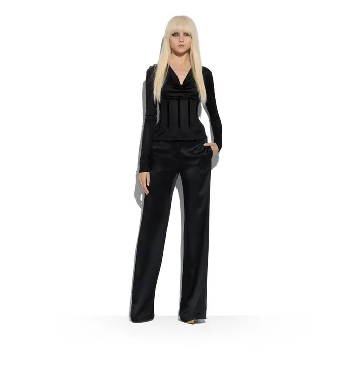 Women Tops Tom Ford Silk Jersey Corset Top Black Women Tops Tom Ford Silk Jersey Corset Top Black