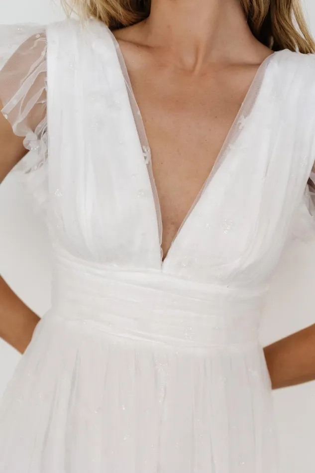 Women Tulle Styles Baltic Born Chiara Shimmer Midi Dress White Women Tulle Styles Baltic Born Chiara Shimmer Midi Dress White