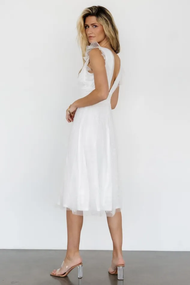 Women Tulle Styles Baltic Born Chiara Shimmer Midi Dress White Women Tulle Styles Baltic Born Chiara Shimmer Midi Dress White