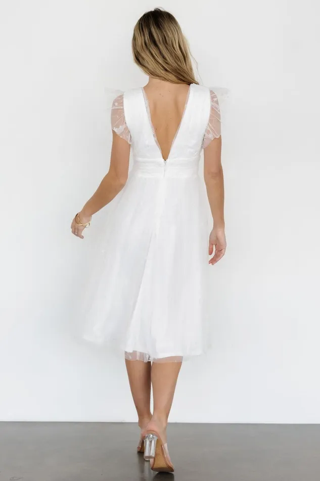Women Tulle Styles Baltic Born Chiara Shimmer Midi Dress White Women Tulle Styles Baltic Born Chiara Shimmer Midi Dress White
