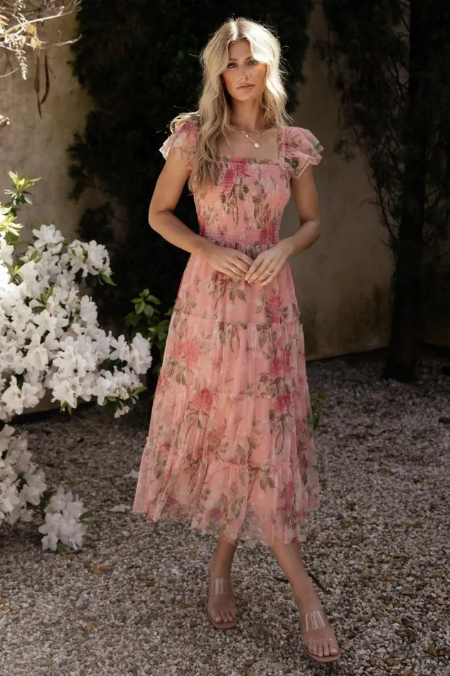 Women Tulle Styles Baltic Born Clementine Tulle Midi Dress Pink Rose Floral Women Tulle Styles Baltic Born Clementine Tulle Midi Dress Pink Rose Floral