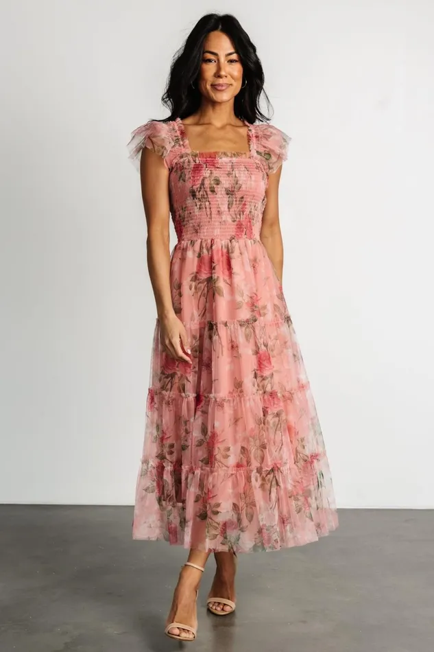 Women Tulle Styles Baltic Born Clementine Tulle Midi Dress Pink Rose Floral Women Tulle Styles Baltic Born Clementine Tulle Midi Dress Pink Rose Floral