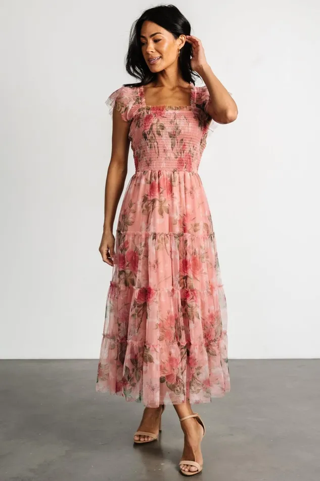 Women Tulle Styles Baltic Born Clementine Tulle Midi Dress Pink Rose Floral Women Tulle Styles Baltic Born Clementine Tulle Midi Dress Pink Rose Floral