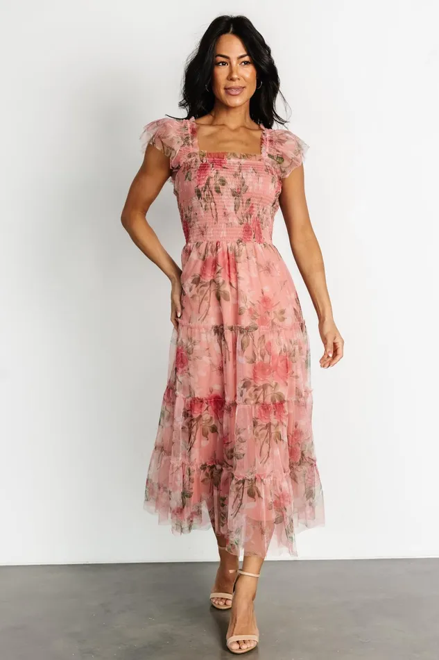 Women Tulle Styles Baltic Born Clementine Tulle Midi Dress Pink Rose Floral Women Tulle Styles Baltic Born Clementine Tulle Midi Dress Pink Rose Floral