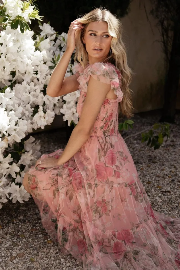 Women Tulle Styles Baltic Born Clementine Tulle Midi Dress Pink Rose Floral Women Tulle Styles Baltic Born Clementine Tulle Midi Dress Pink Rose Floral