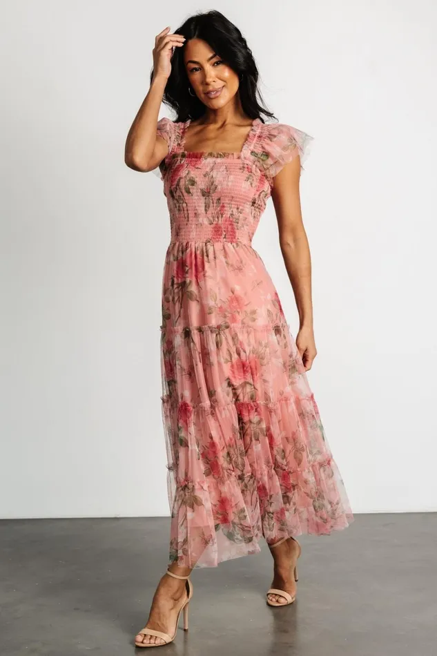 Women Tulle Styles Baltic Born Clementine Tulle Midi Dress Pink Rose Floral Women Tulle Styles Baltic Born Clementine Tulle Midi Dress Pink Rose Floral