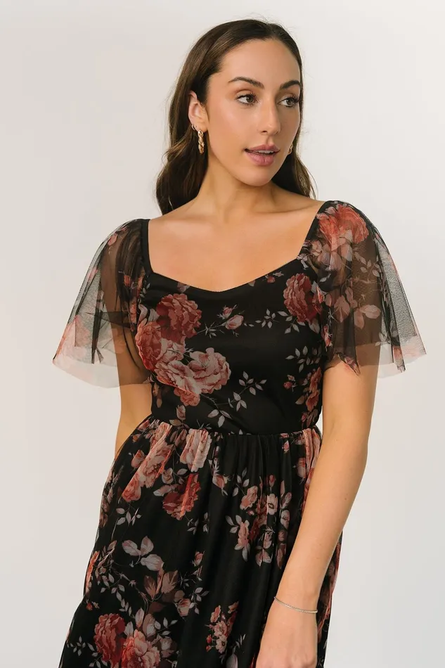 Women Tulle Styles Baltic Born Gwyneth Tulle Midi Dress Black Multi Women Tulle Styles Baltic Born Gwyneth Tulle Midi Dress Black Multi