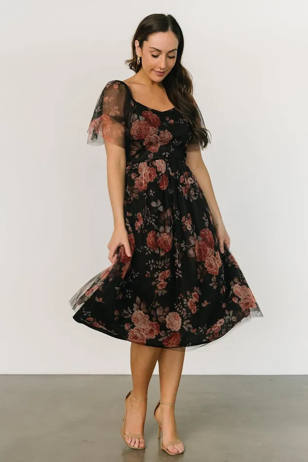 Women Tulle Styles Baltic Born Gwyneth Tulle Midi Dress Black Multi Women Tulle Styles Baltic Born Gwyneth Tulle Midi Dress Black Multi