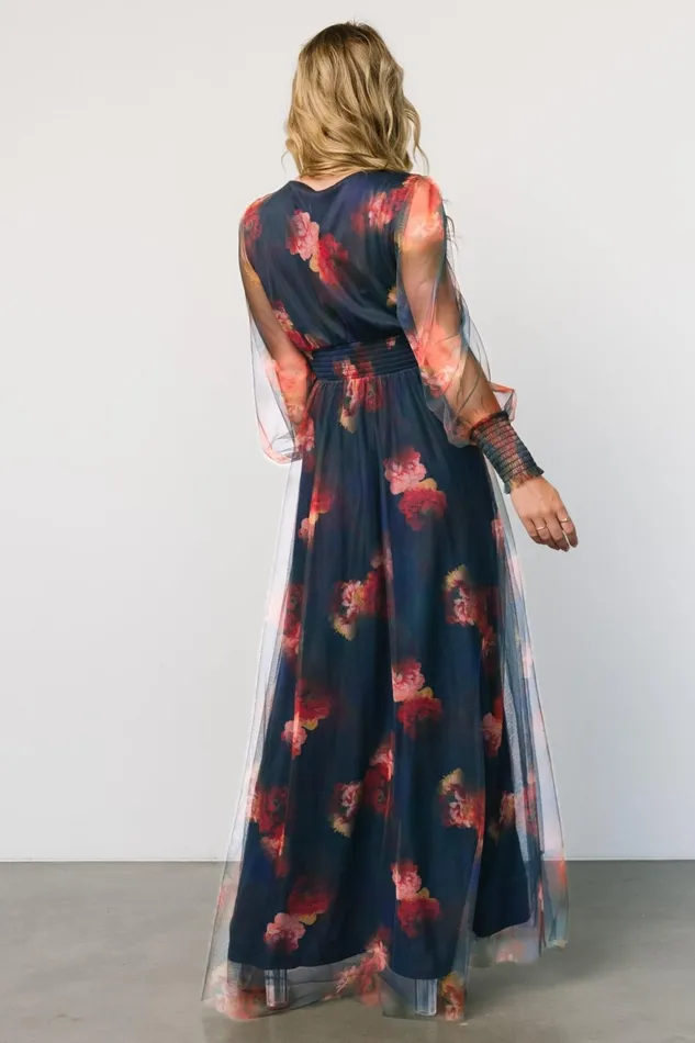 Women Tulle Styles Baltic Born Layla Tulle Maxi Dress Topaz Ombre Floral