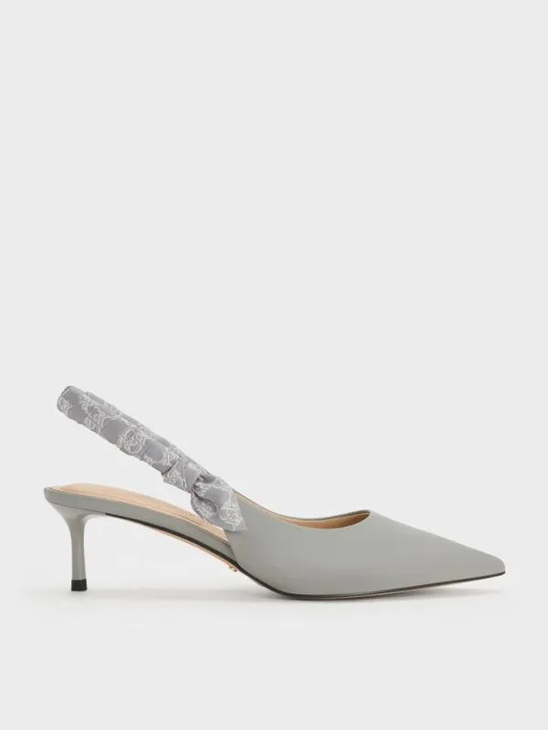 Women Tully Leather RuchedStrap Slingback Pumps 8211 Grey CHARLES and KEITH Heels Women Tully Leather RuchedStrap Slingback Pumps 8211 Grey CHARLES and KEITH Heels