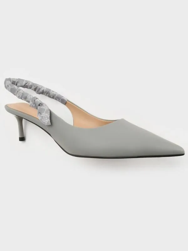Women Tully Leather RuchedStrap Slingback Pumps 8211 Grey CHARLES and KEITH Heels