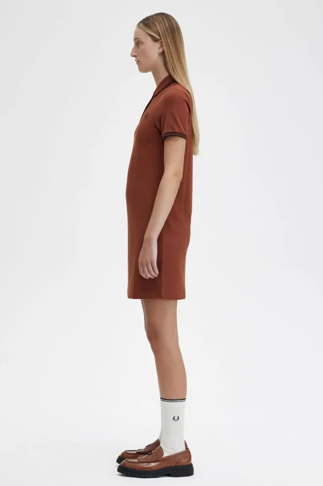 Women Twin Tipped Shirt Dress Whisky Brownblack Fred Perry Dresses