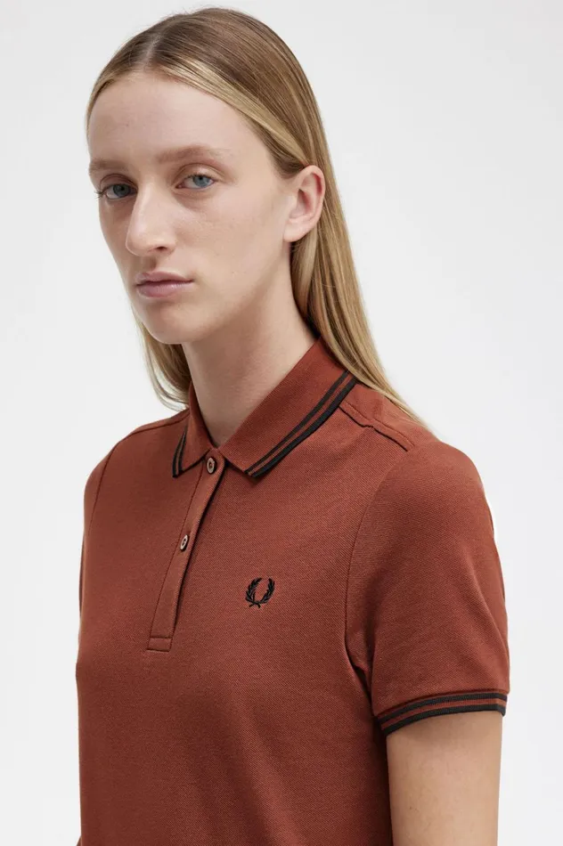 Women Twin Tipped Shirt Dress Whisky Brownblack Fred Perry Dresses