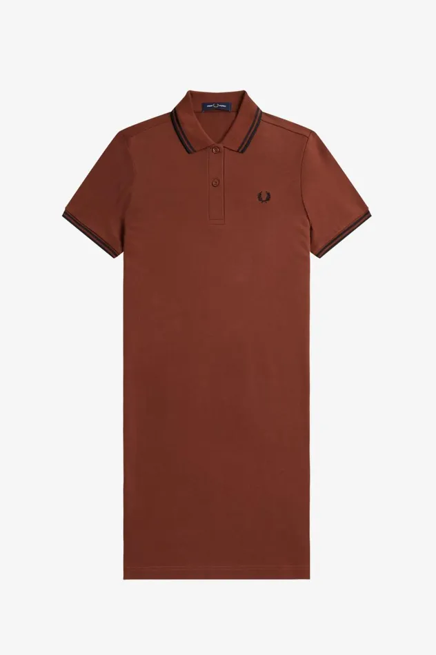 Women Twin Tipped Shirt Dress Whisky Brownblack Fred Perry Dresses