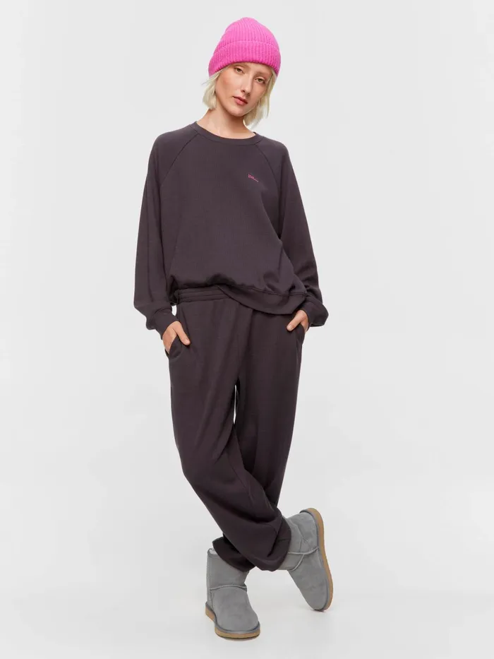 Women Waffle Track Pj Pant Charcoal Peter Alexander Pants