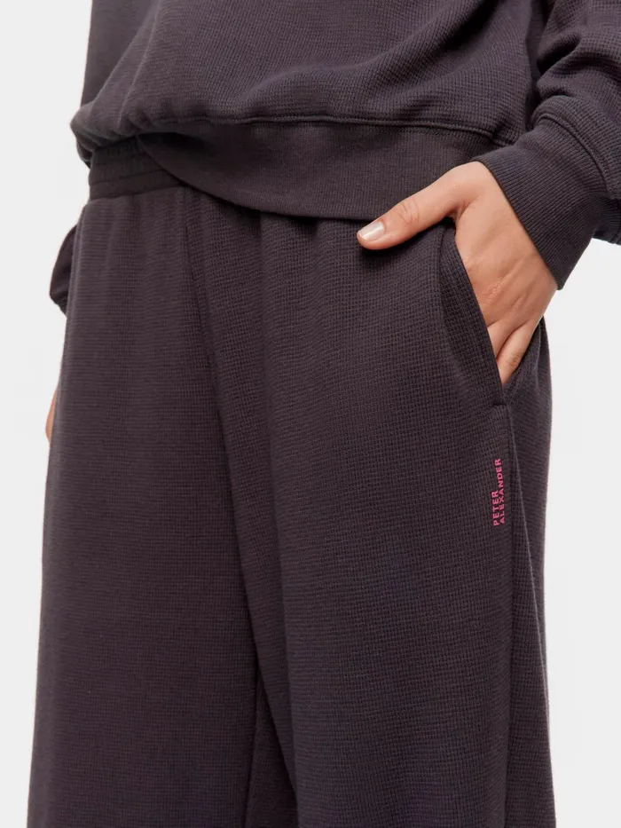Women Waffle Track Pj Pant Charcoal Peter Alexander Pants