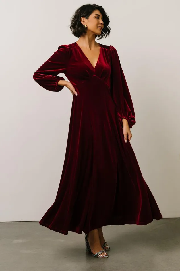 Women Wedding Guest Baltic Born Adelita Velvet Maxi Dress Merlot Women Wedding Guest Baltic Born Adelita Velvet Maxi Dress Merlot
