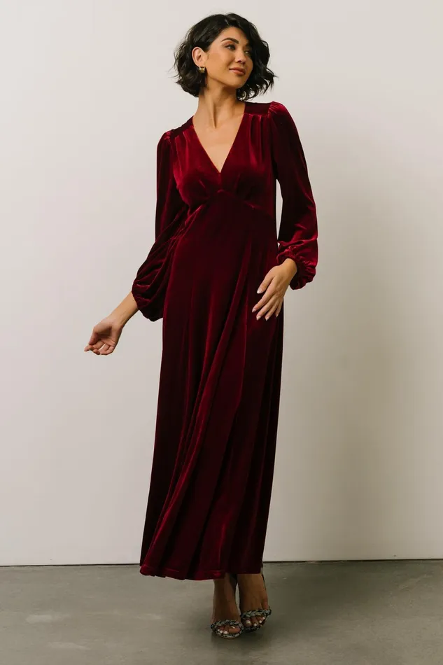 Women Wedding Guest Baltic Born Adelita Velvet Maxi Dress Merlot Women Wedding Guest Baltic Born Adelita Velvet Maxi Dress Merlot