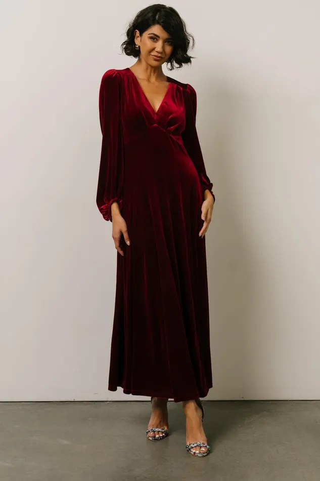 Women Wedding Guest Baltic Born Adelita Velvet Maxi Dress Merlot Women Wedding Guest Baltic Born Adelita Velvet Maxi Dress Merlot