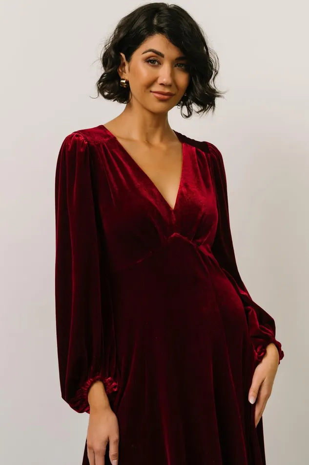 Women Wedding Guest Baltic Born Adelita Velvet Maxi Dress Merlot Women Wedding Guest Baltic Born Adelita Velvet Maxi Dress Merlot