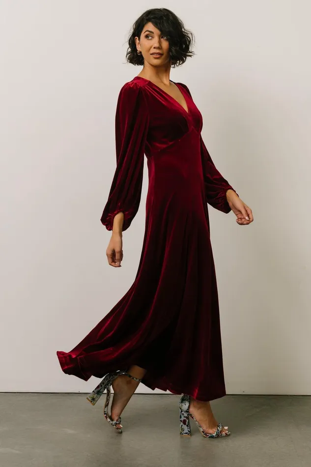 Women Wedding Guest Baltic Born Adelita Velvet Maxi Dress Merlot Women Wedding Guest Baltic Born Adelita Velvet Maxi Dress Merlot