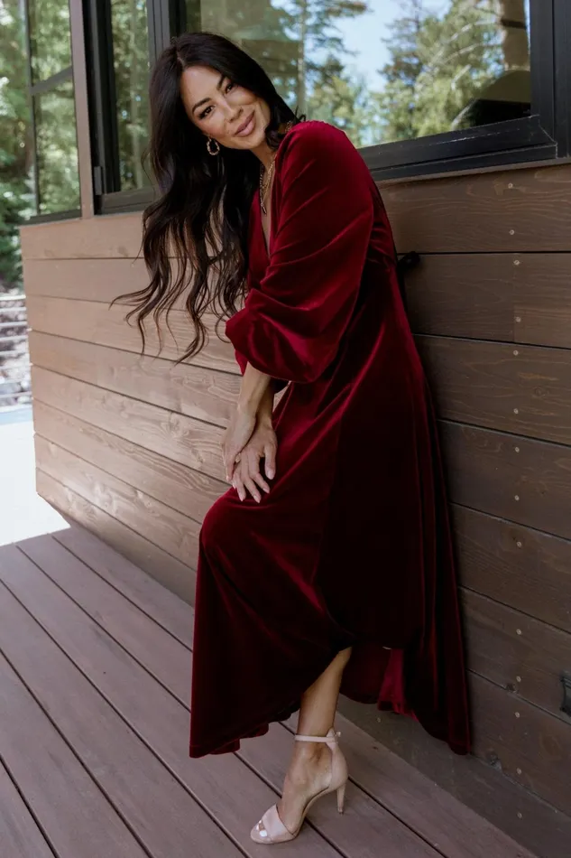 Women Wedding Guest Baltic Born Adelita Velvet Maxi Dress Merlot Women Wedding Guest Baltic Born Adelita Velvet Maxi Dress Merlot