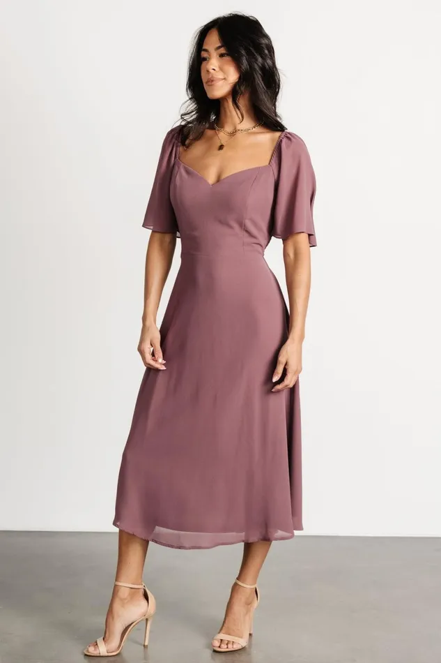 Women Wedding Guest Baltic Born Colette Sweetheart Midi Dress Vintage Plum Women Wedding Guest Baltic Born Colette Sweetheart Midi Dress Vintage Plum