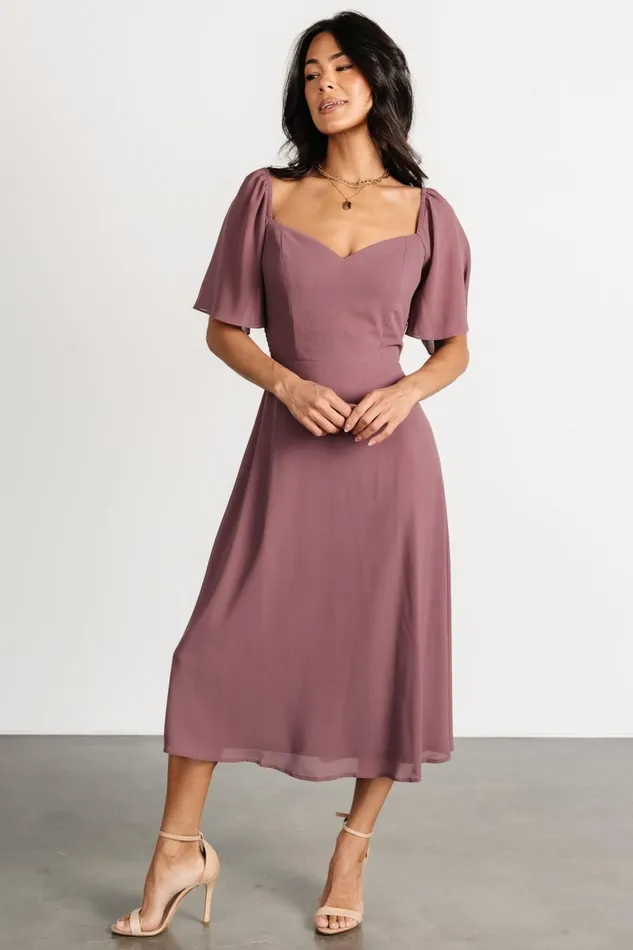 Women Wedding Guest Baltic Born Colette Sweetheart Midi Dress Vintage Plum Women Wedding Guest Baltic Born Colette Sweetheart Midi Dress Vintage Plum