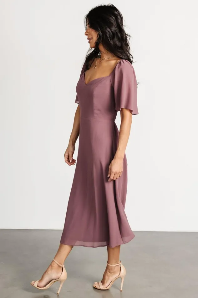 Women Wedding Guest Baltic Born Colette Sweetheart Midi Dress Vintage Plum Women Wedding Guest Baltic Born Colette Sweetheart Midi Dress Vintage Plum